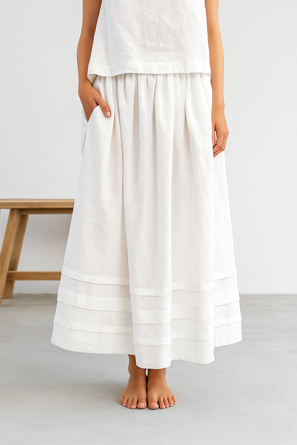 White Fold Skirt