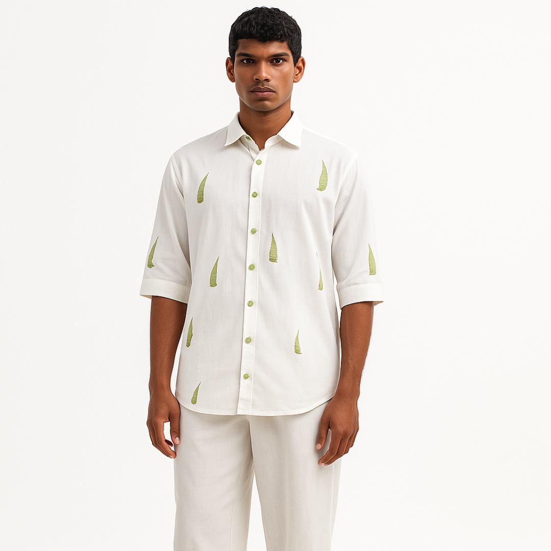 Leaf by Leaf-Soft Woven Linen Shirt