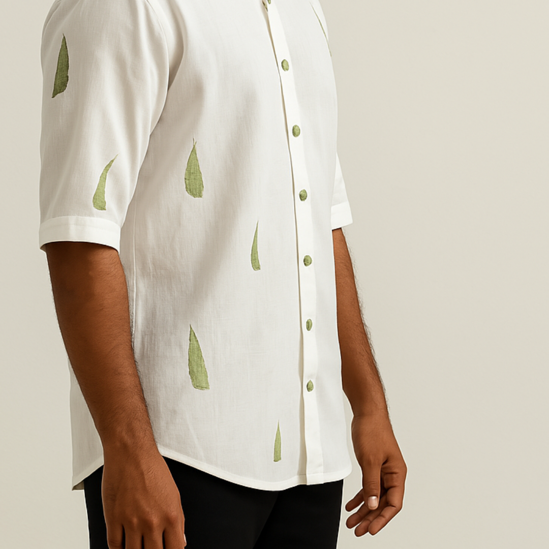 Leaf by Leaf-Soft Woven Linen Shirt