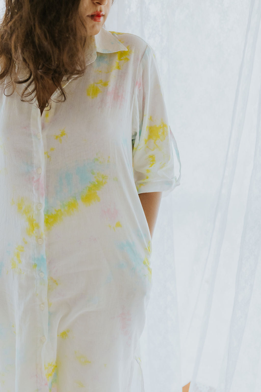 Funky Fusion Tie-Dye Oversized Shirt Dress