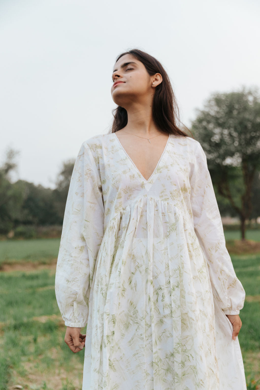 Neem Mulberry Leaves Naturally Bundle-Dyed Kurta (Sale - All Sizes)