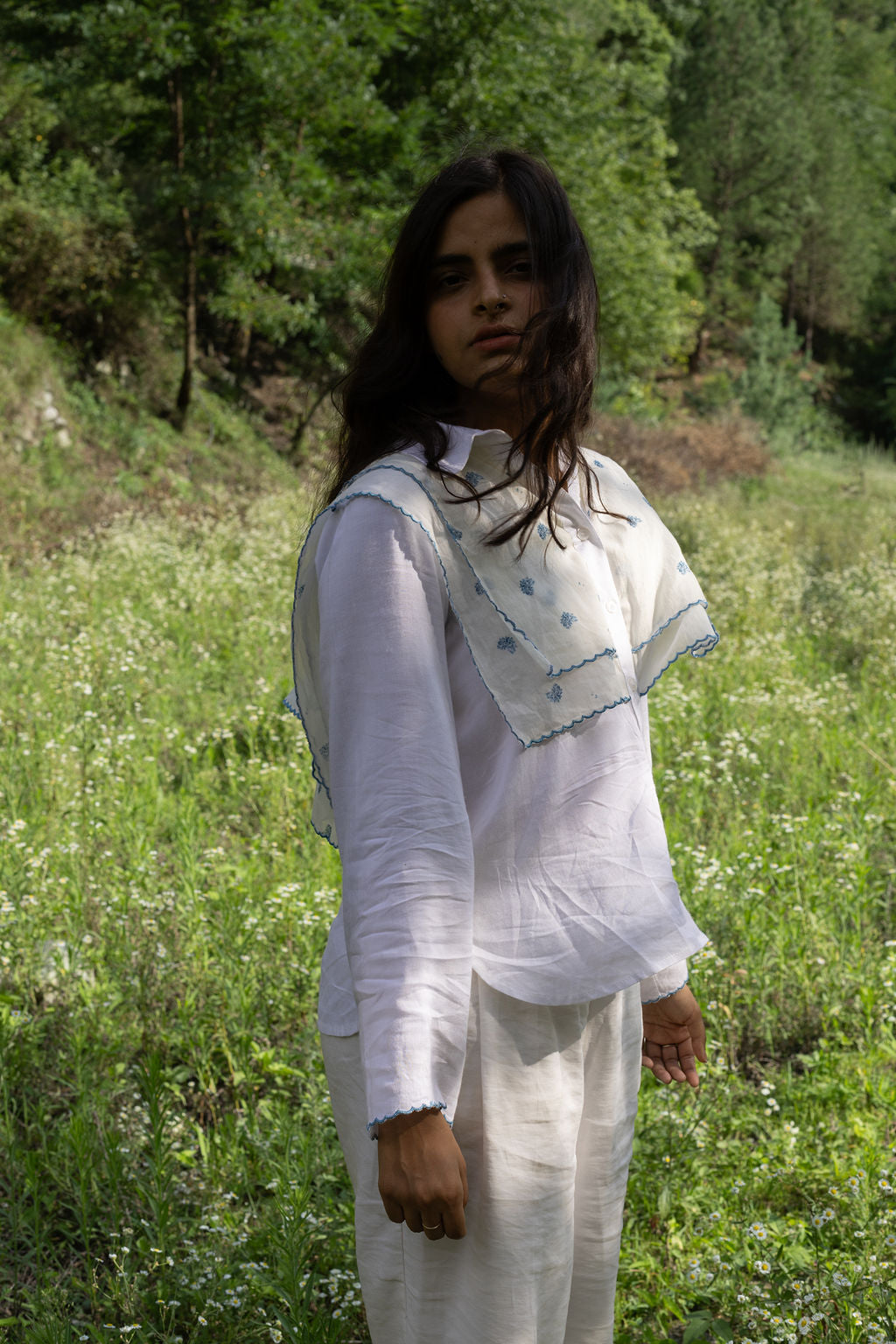 Hydrangea Panel Cotton Shirt