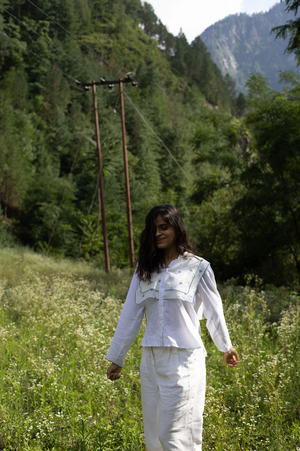 Hydrangea Panel Cotton Shirt