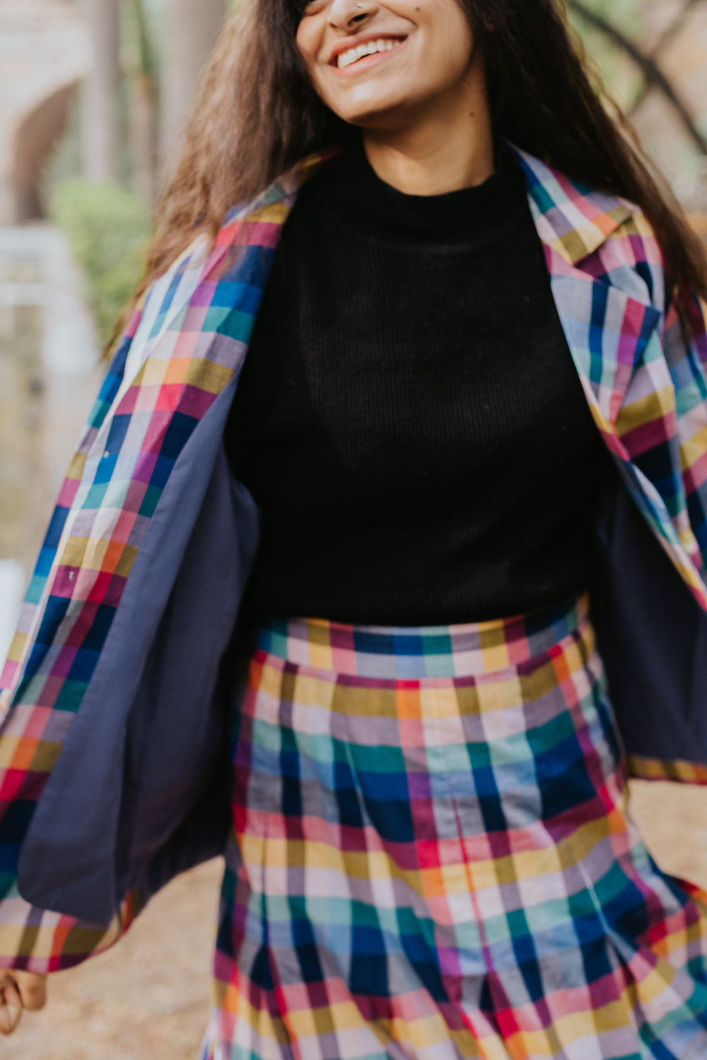 Joy Pleated Check Cord Set