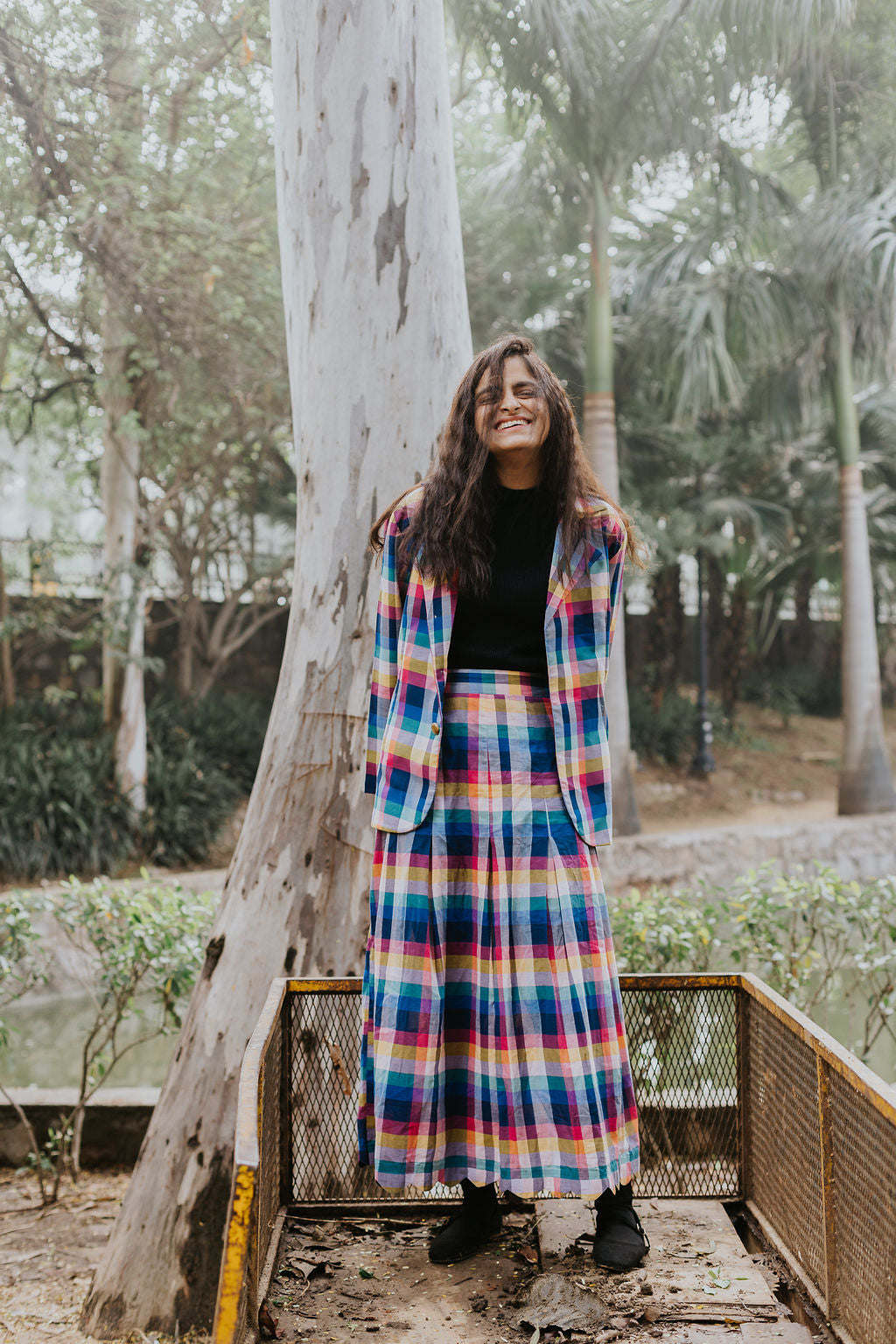 Joy Pleated Check Cord Set