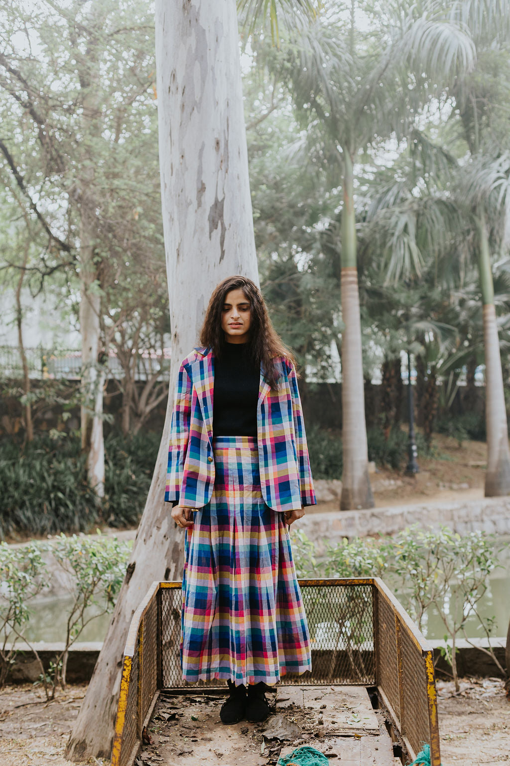 Joy Pleated Check Cord Set