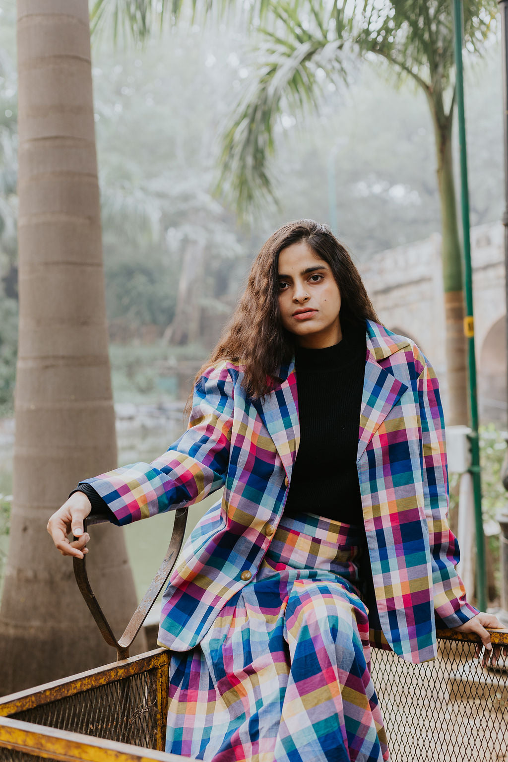 Joy Pleated Check Cord Set