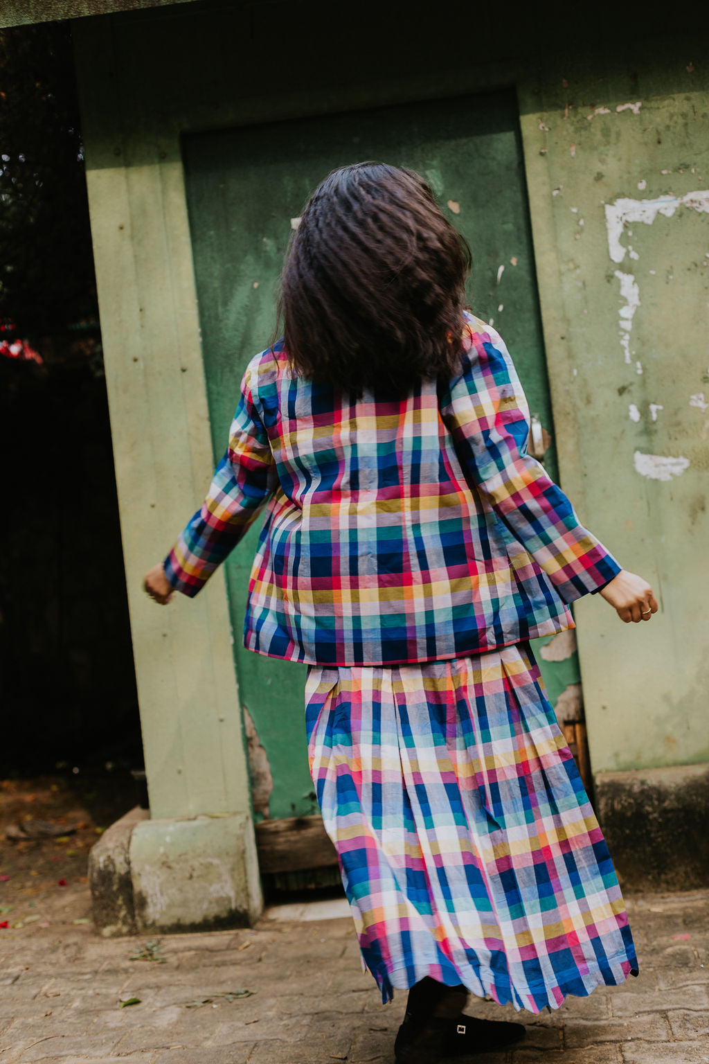 Joy Pleated Check Cord Set