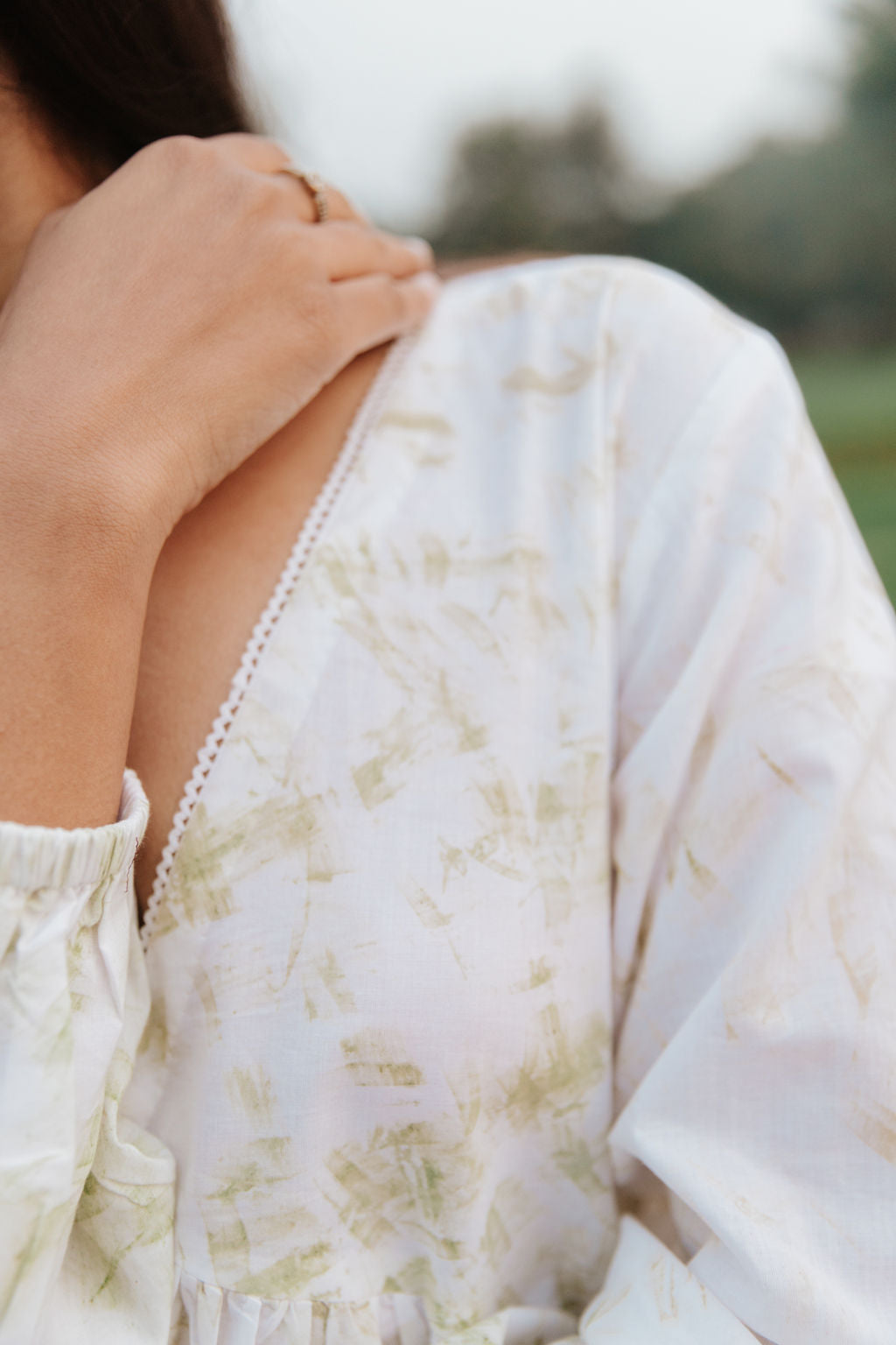 Neem Mulberry Leaves Naturally Bundle-Dyed Kurta (Sale - All Sizes)