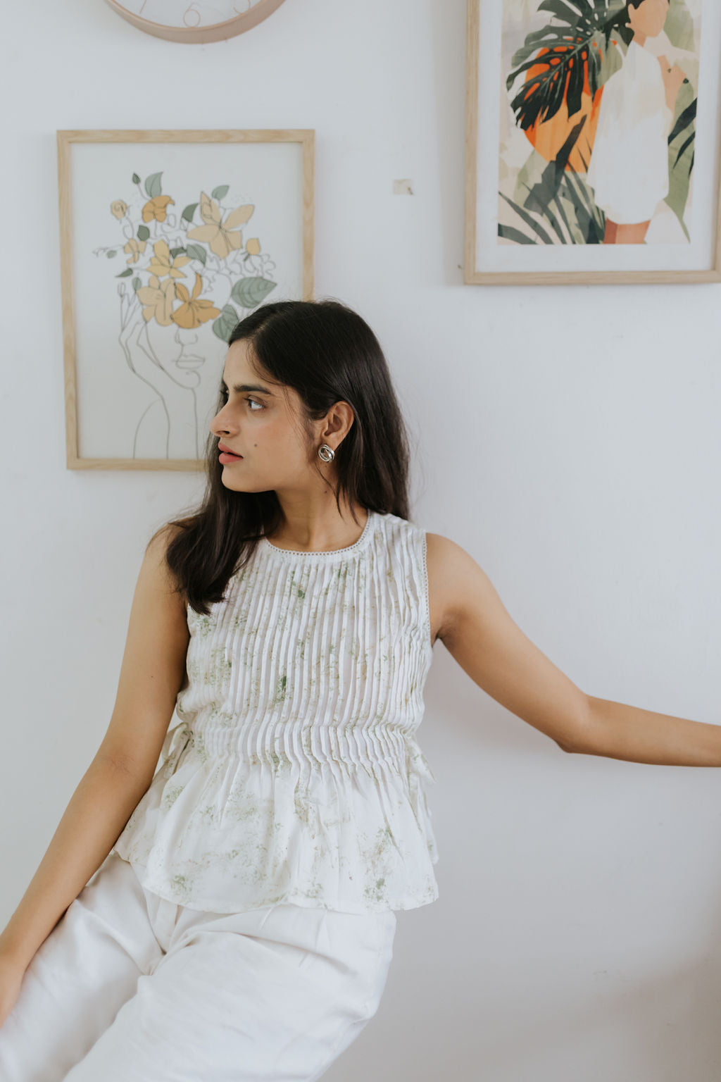 Neem Mulberry Pintuck top