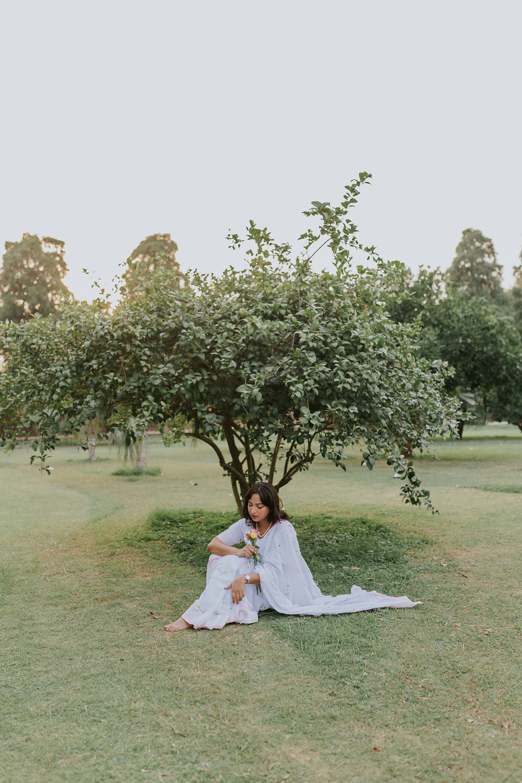 Pink Scalloped Rose Mulmul Saree