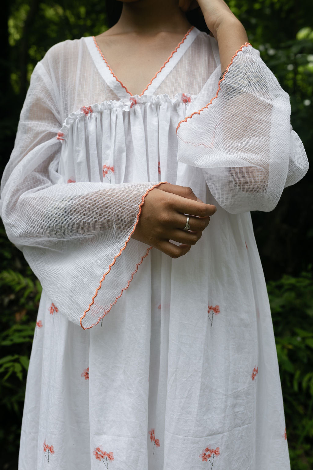 Pink Hydrangea Scallop Kurta Dress