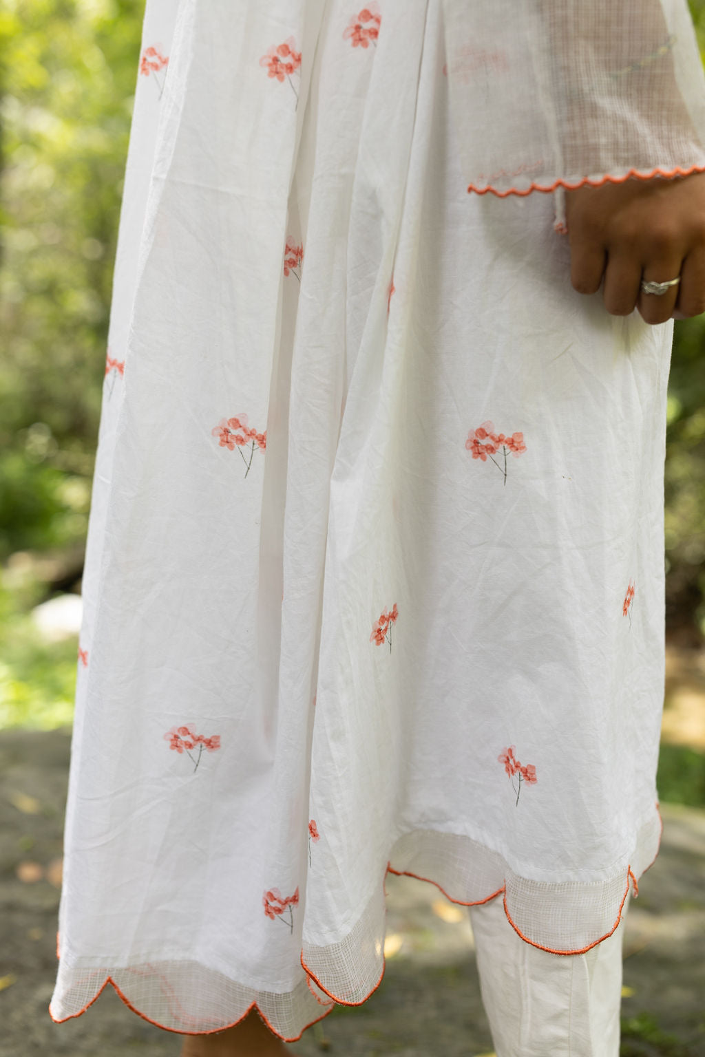 Pink Hydrangea Scallop Kurta Dress