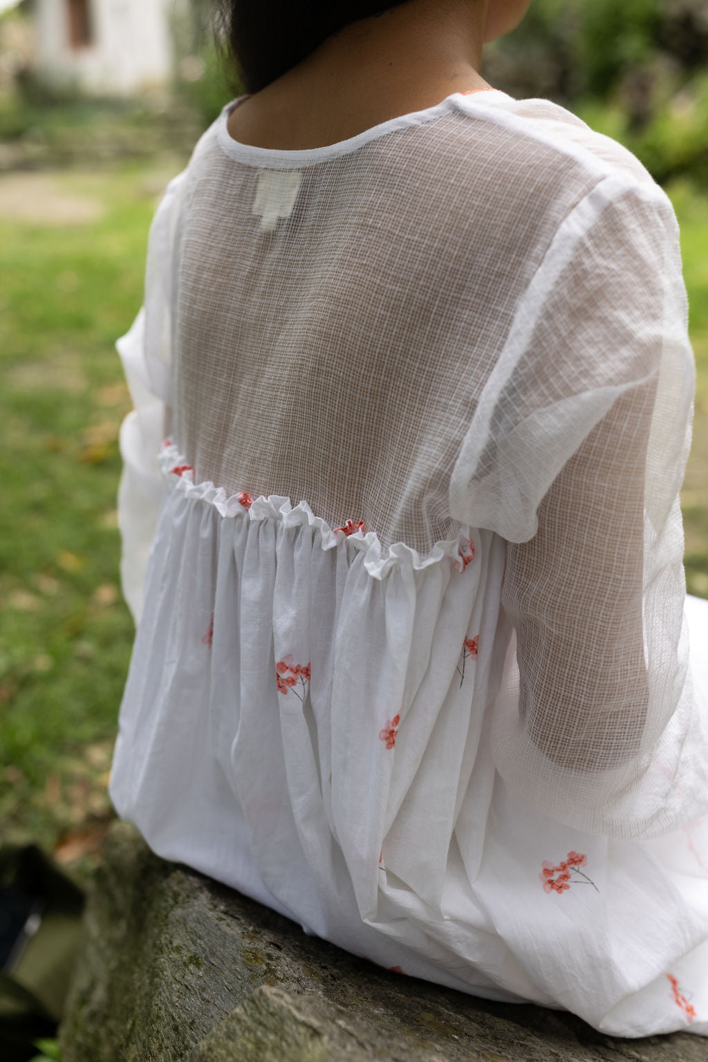 Pink Hydrangea Scallop Kurta Dress