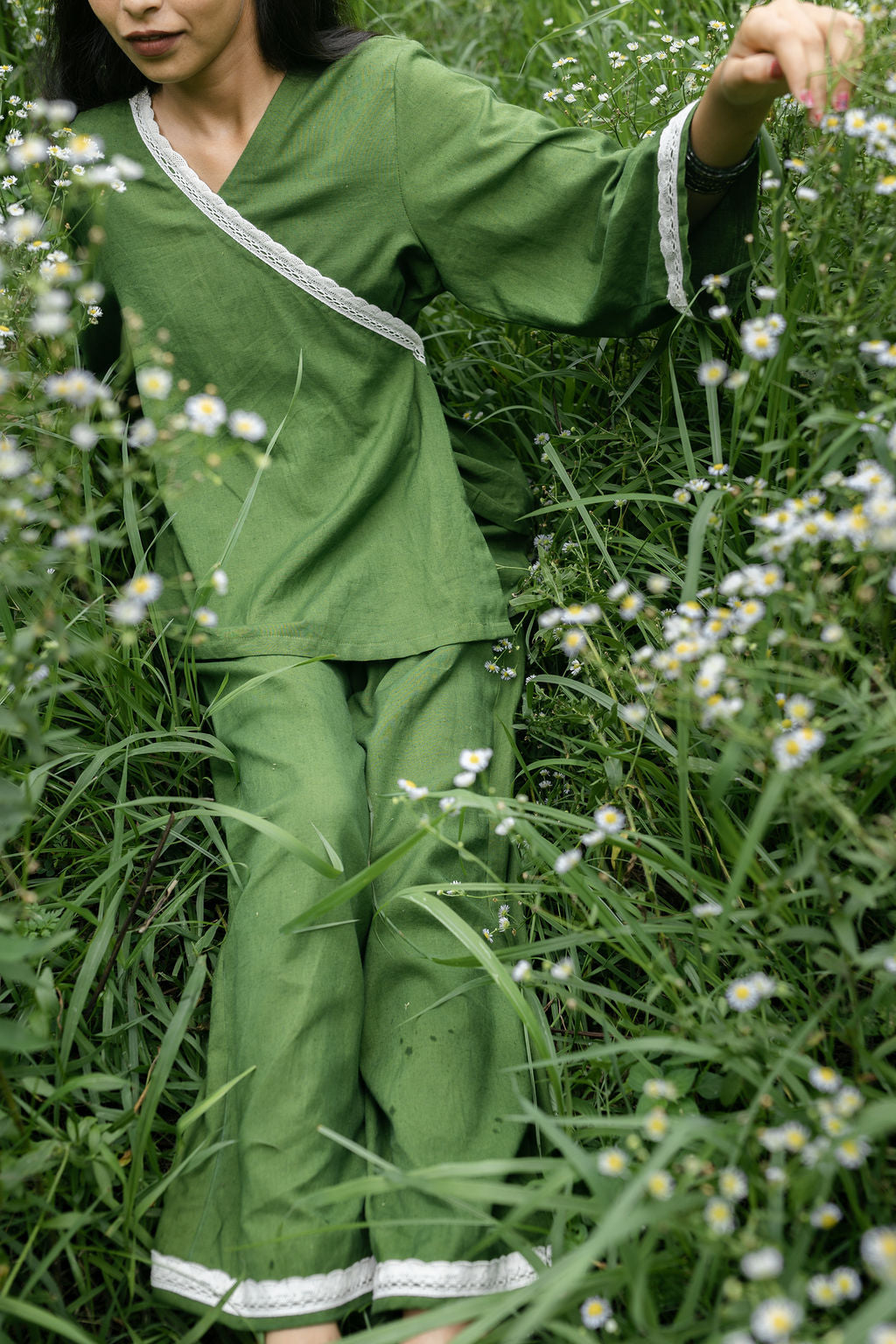 Neem Green Angrakha Cord Set