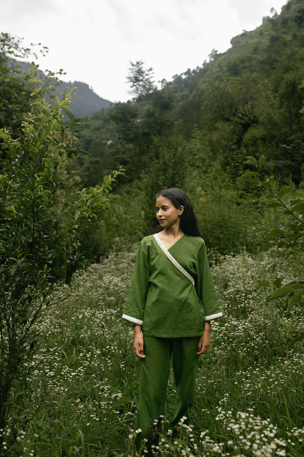 Neem Green Angrakha Cord Set