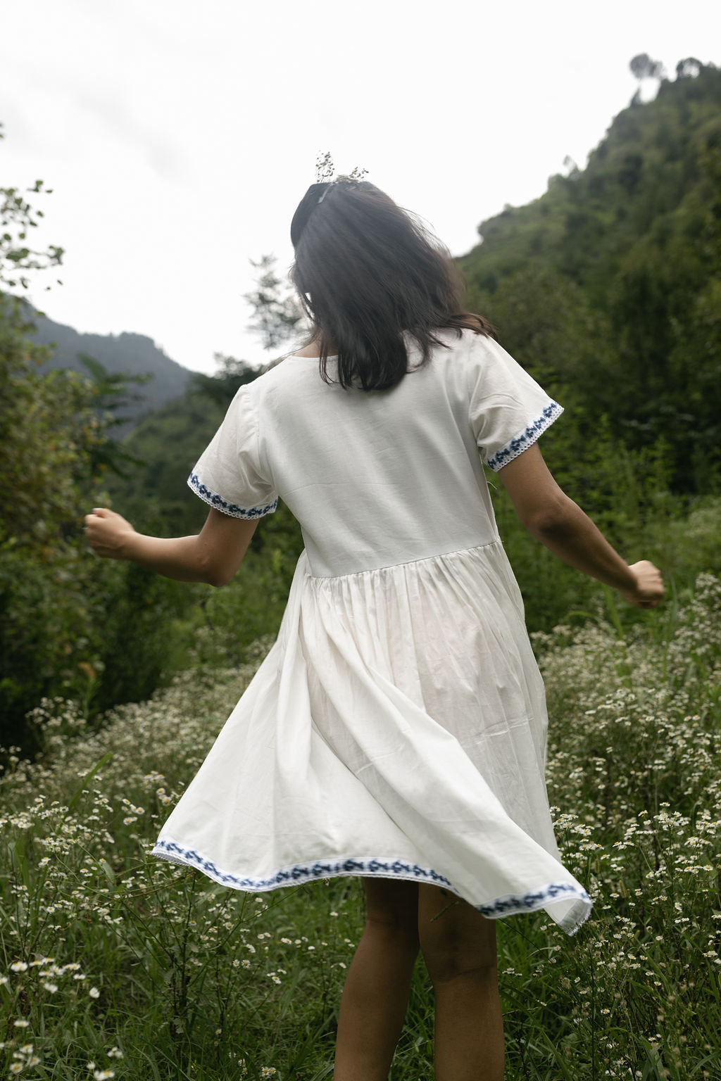 Blue Hydrangea Cotton Dress