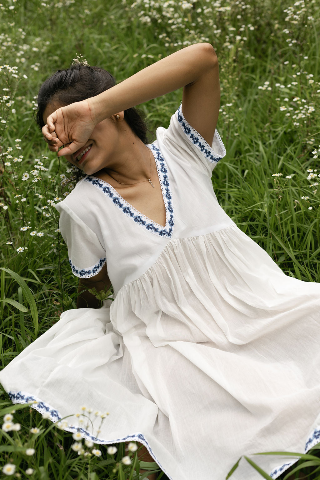 Blue Hydrangea Cotton Dress