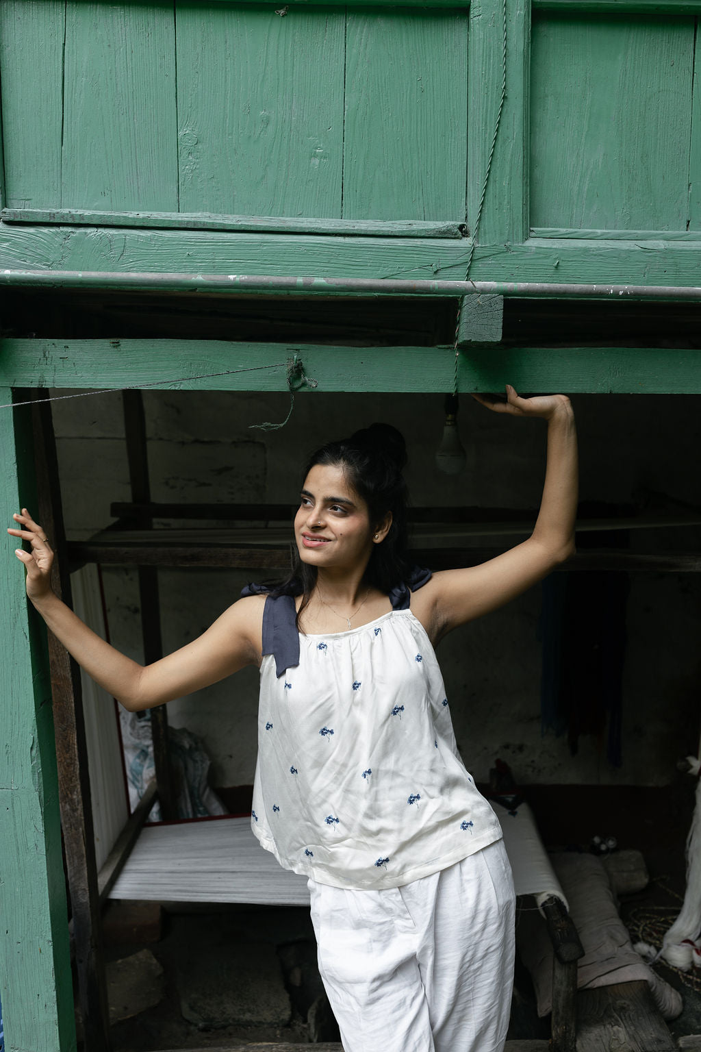 Blue Hydrangea Knot Top