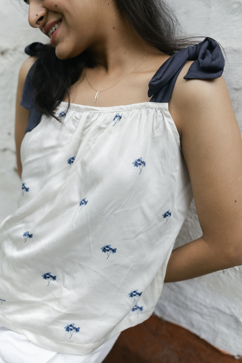 Blue Hydrangea Knot Top