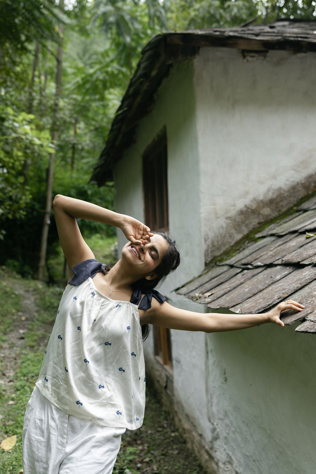 Blue Hydrangea Knot Top
