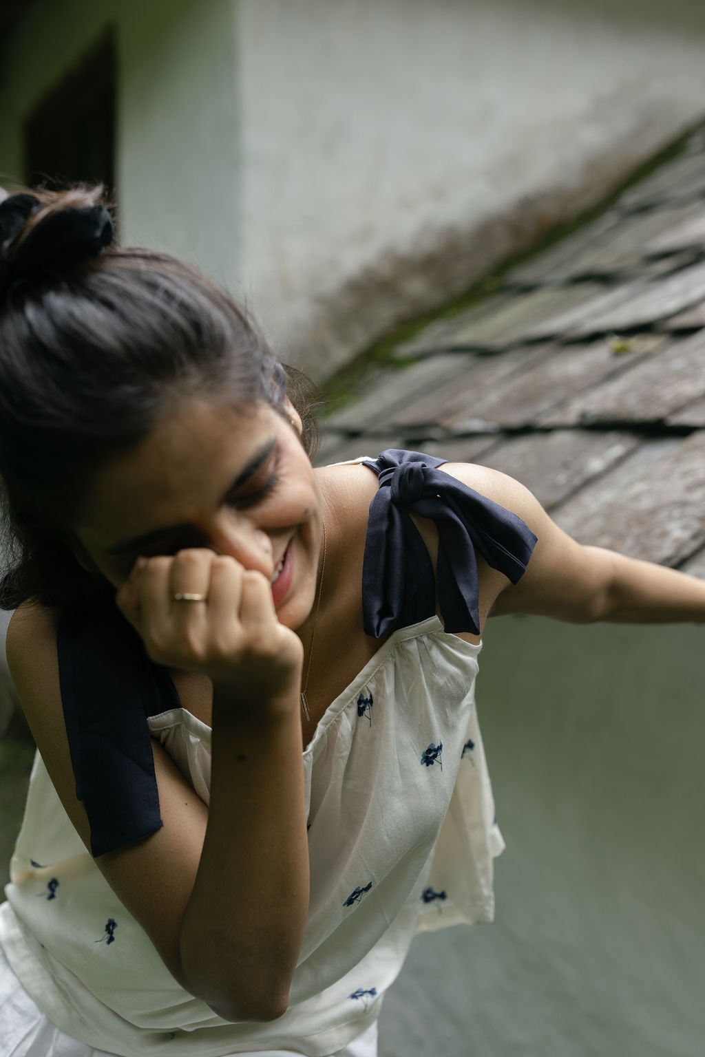 Blue Hydrangea Knot Top