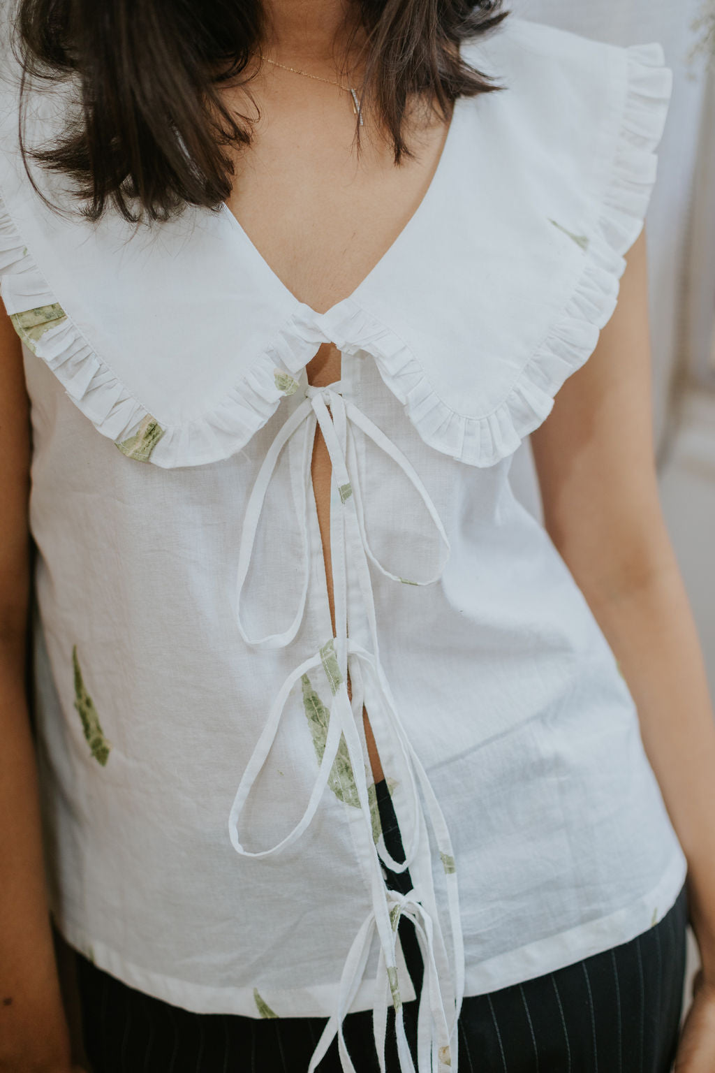 Leafy Collared Top