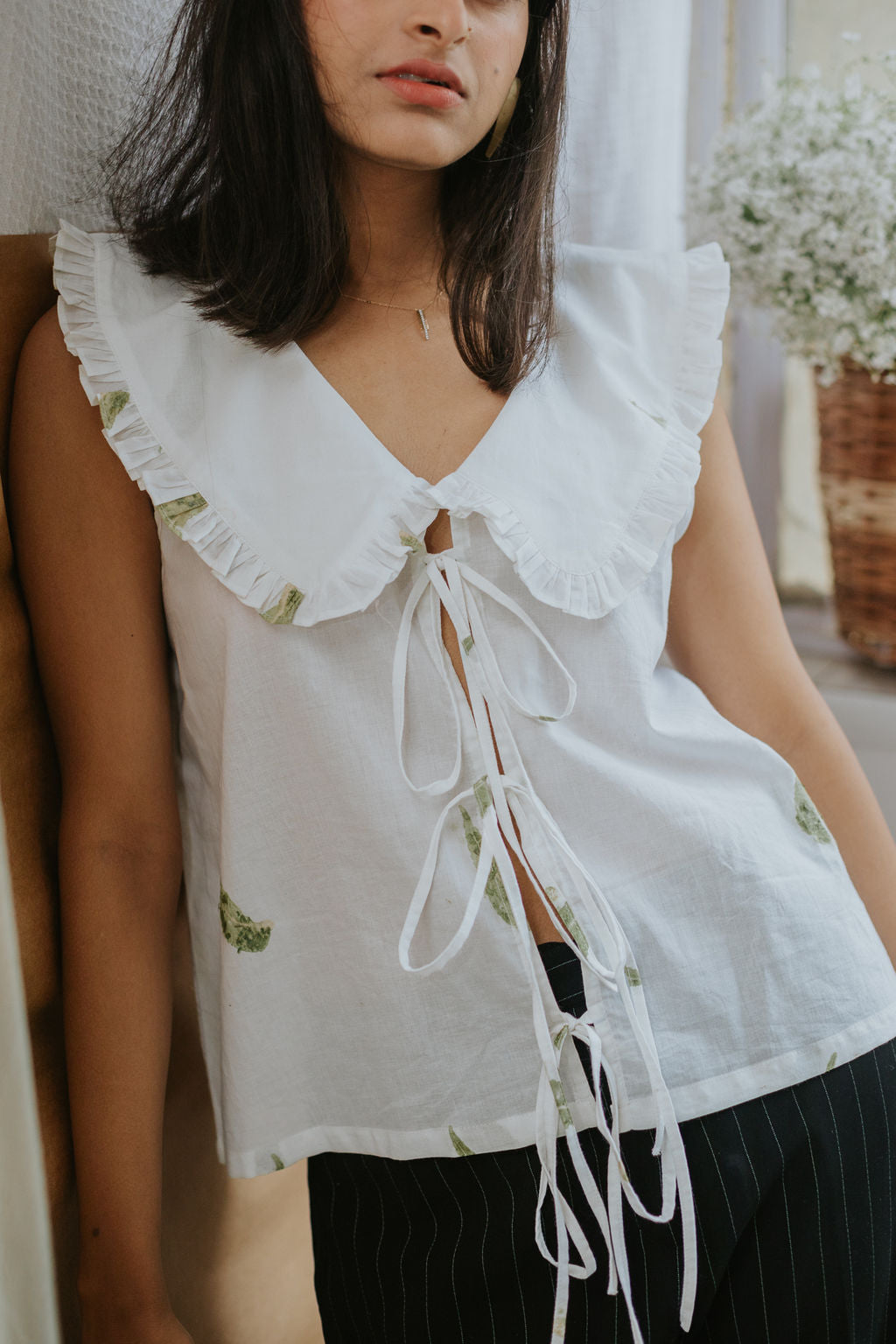 Leafy Collared Top