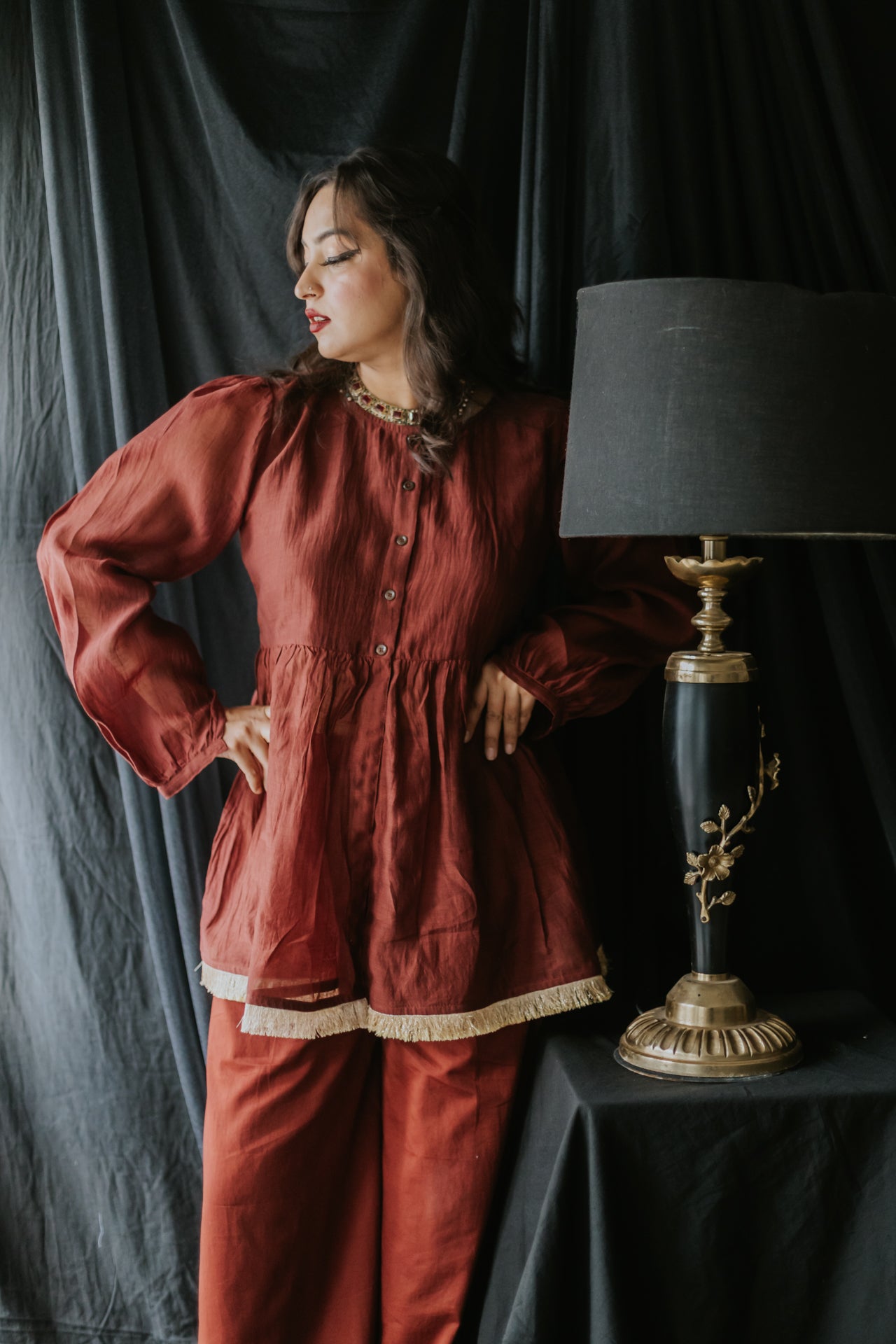 Rust Sharara Cord Set