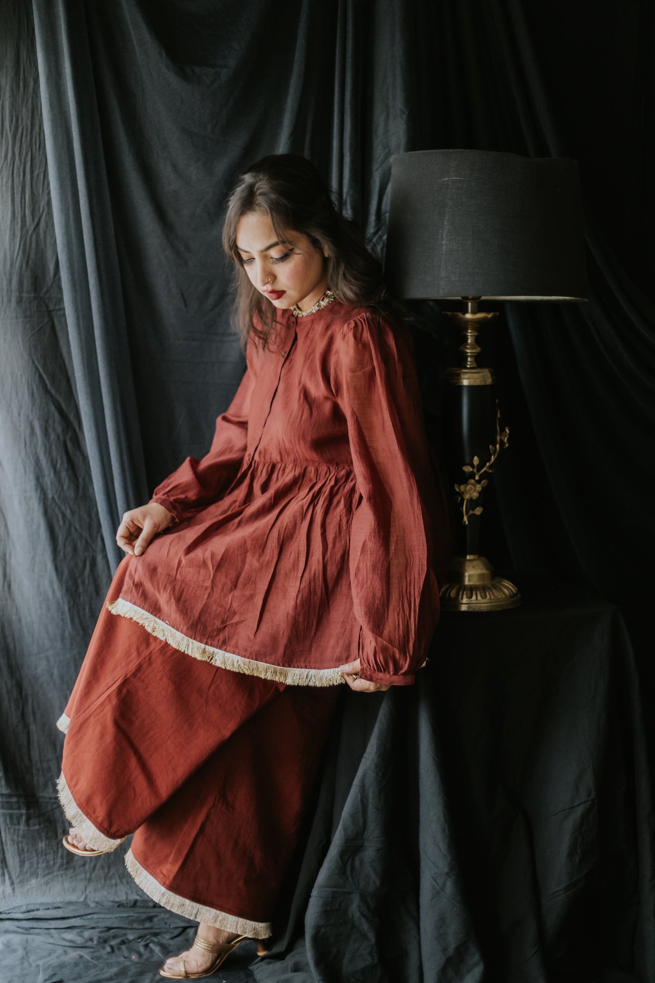 Rust Sharara Cord Set