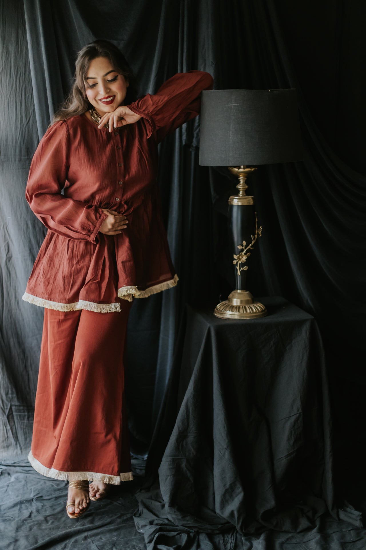 Rust Sharara Cord Set