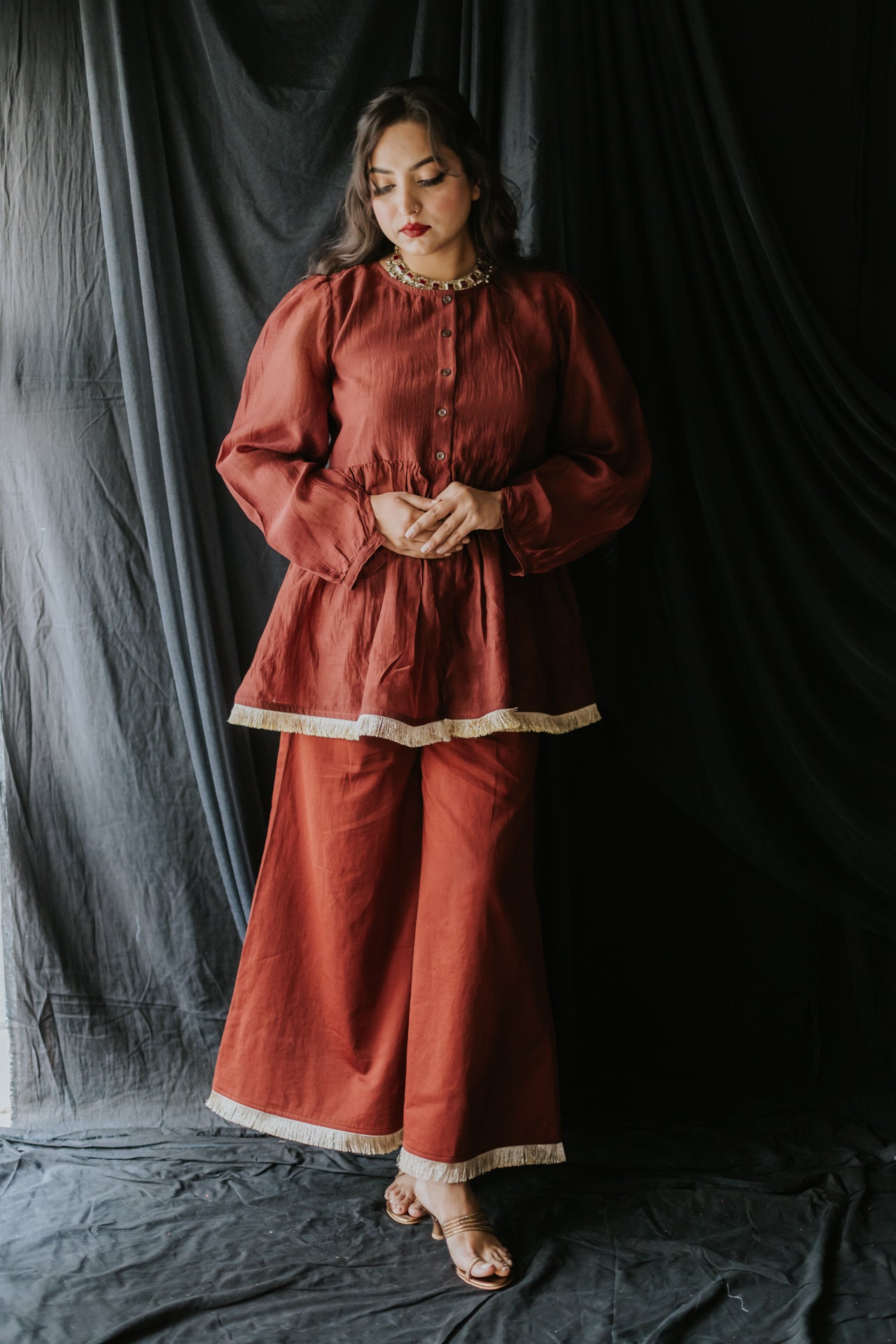 Rust Sharara Cord Set