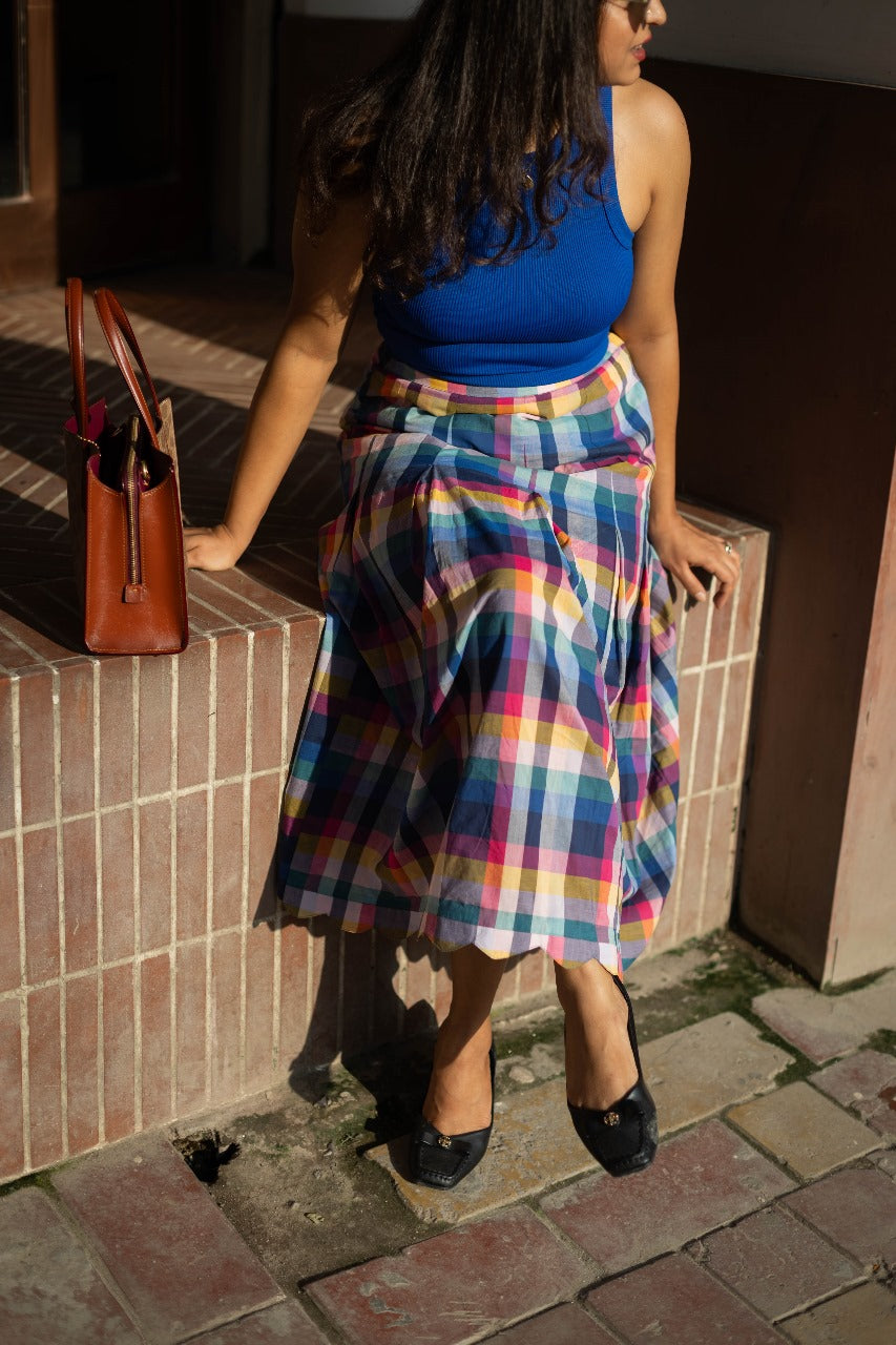 Joy Pleated Check Skirt