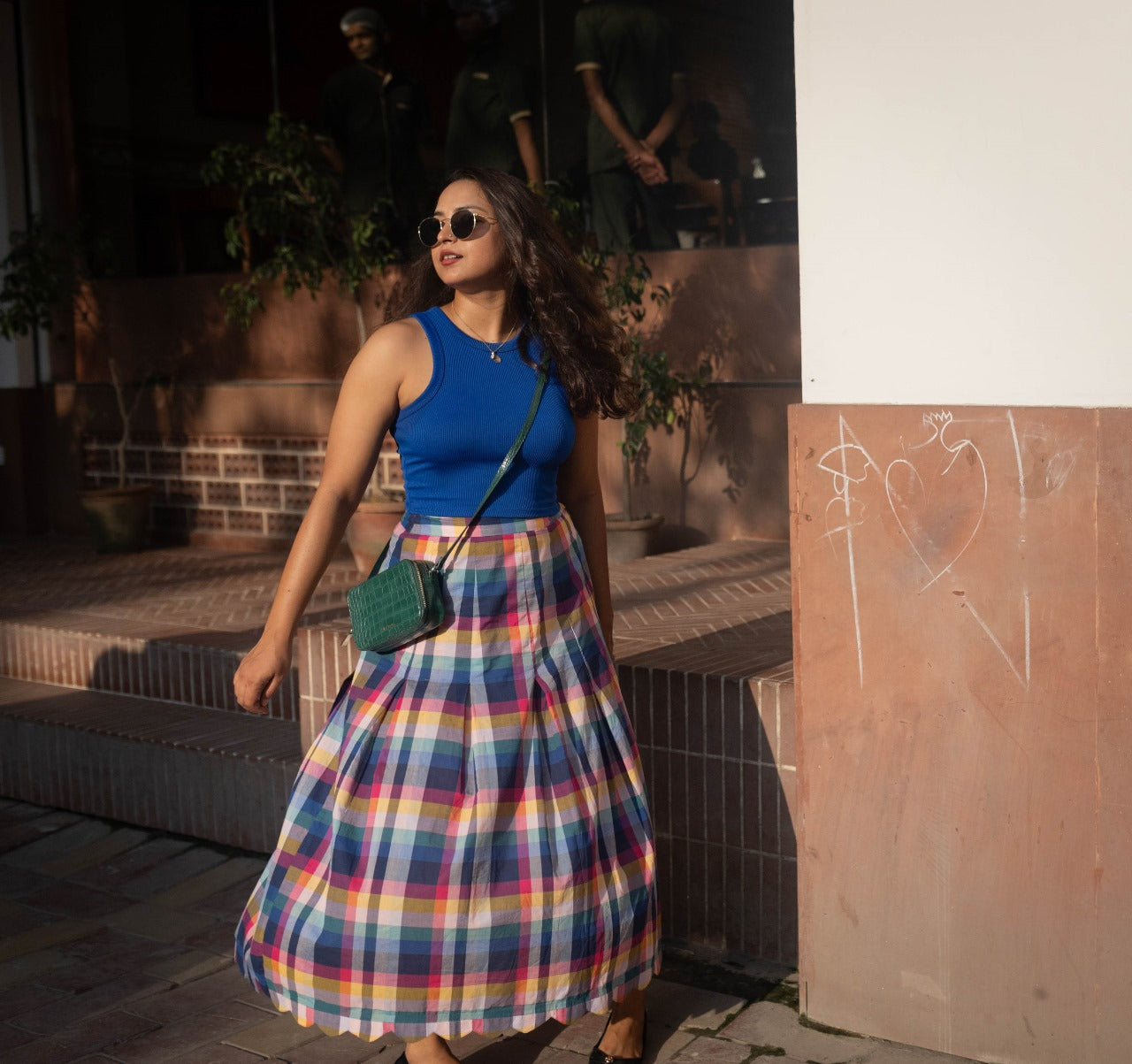 Joy Pleated Check Skirt