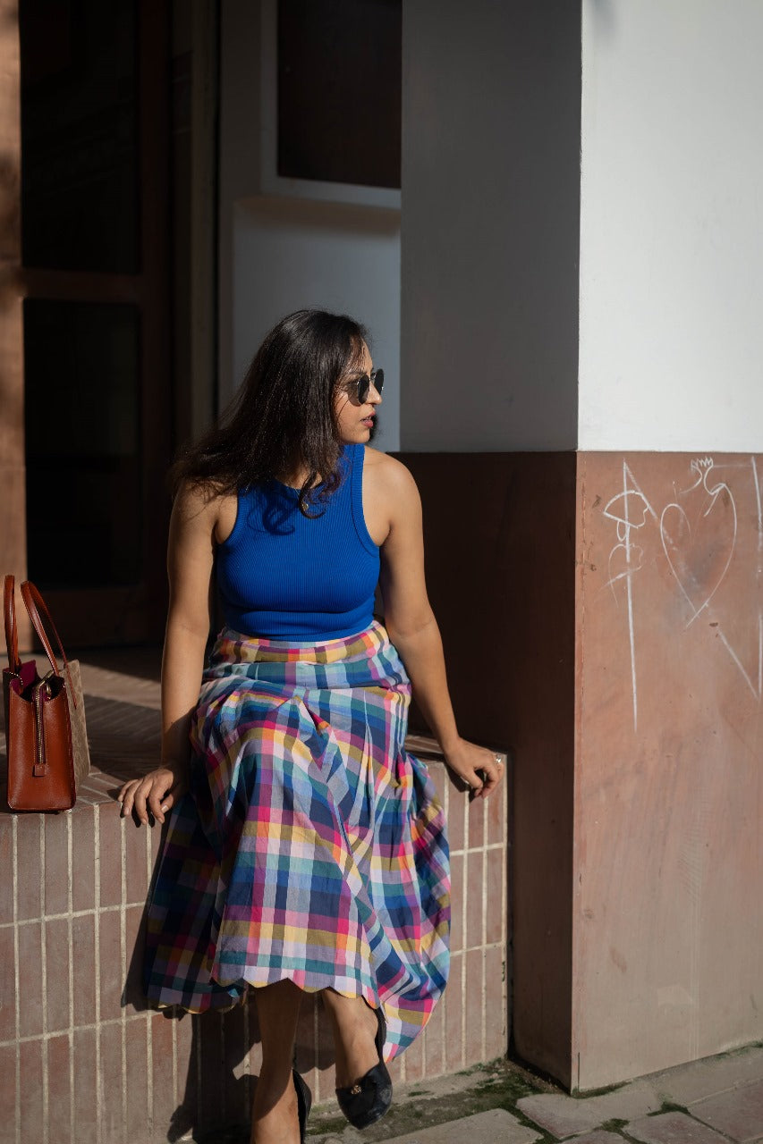 Joy Pleated Check Skirt