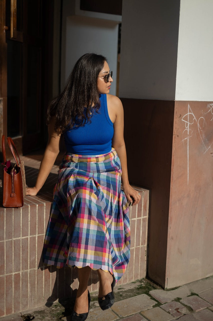 Joy Pleated Check Skirt