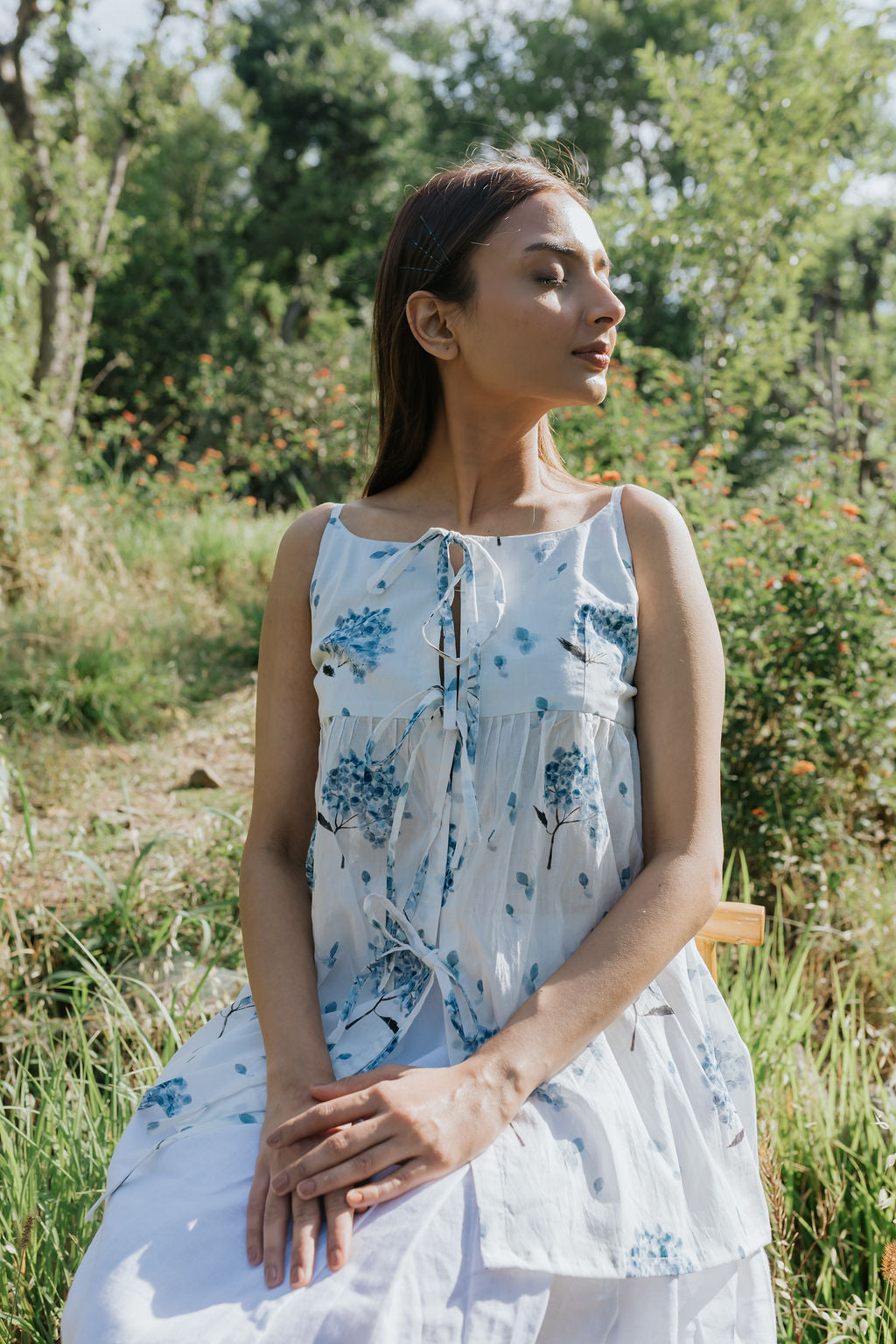 Blue Hydrangea Tie-Top