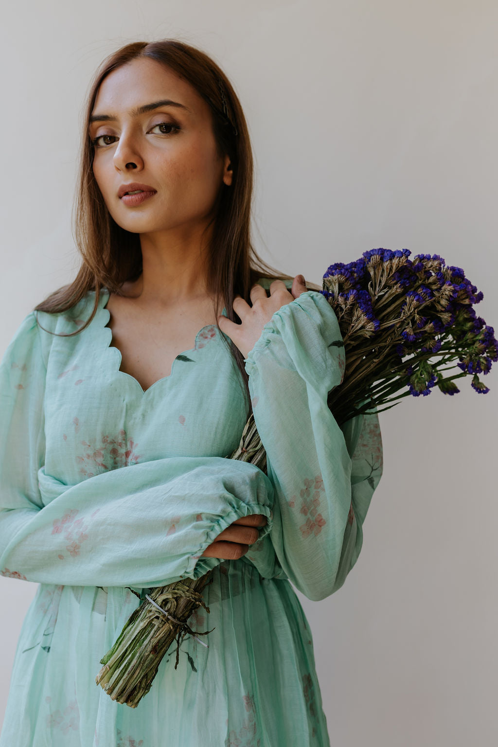 Mint Pink Scallop Top