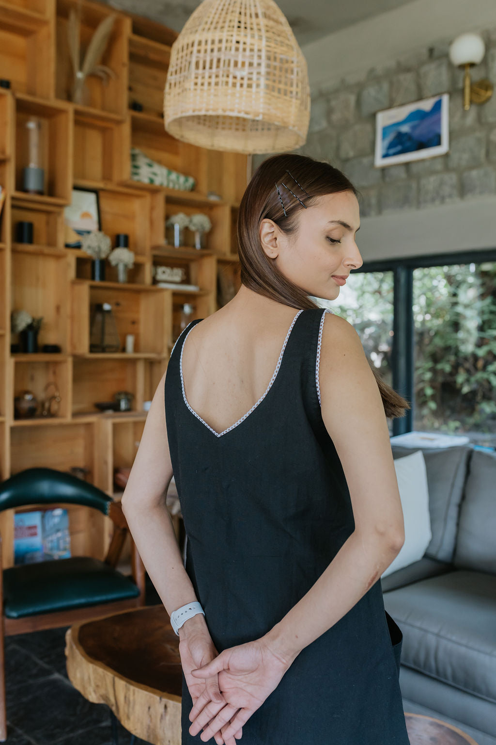 Charcoal Pocket Linen Dress