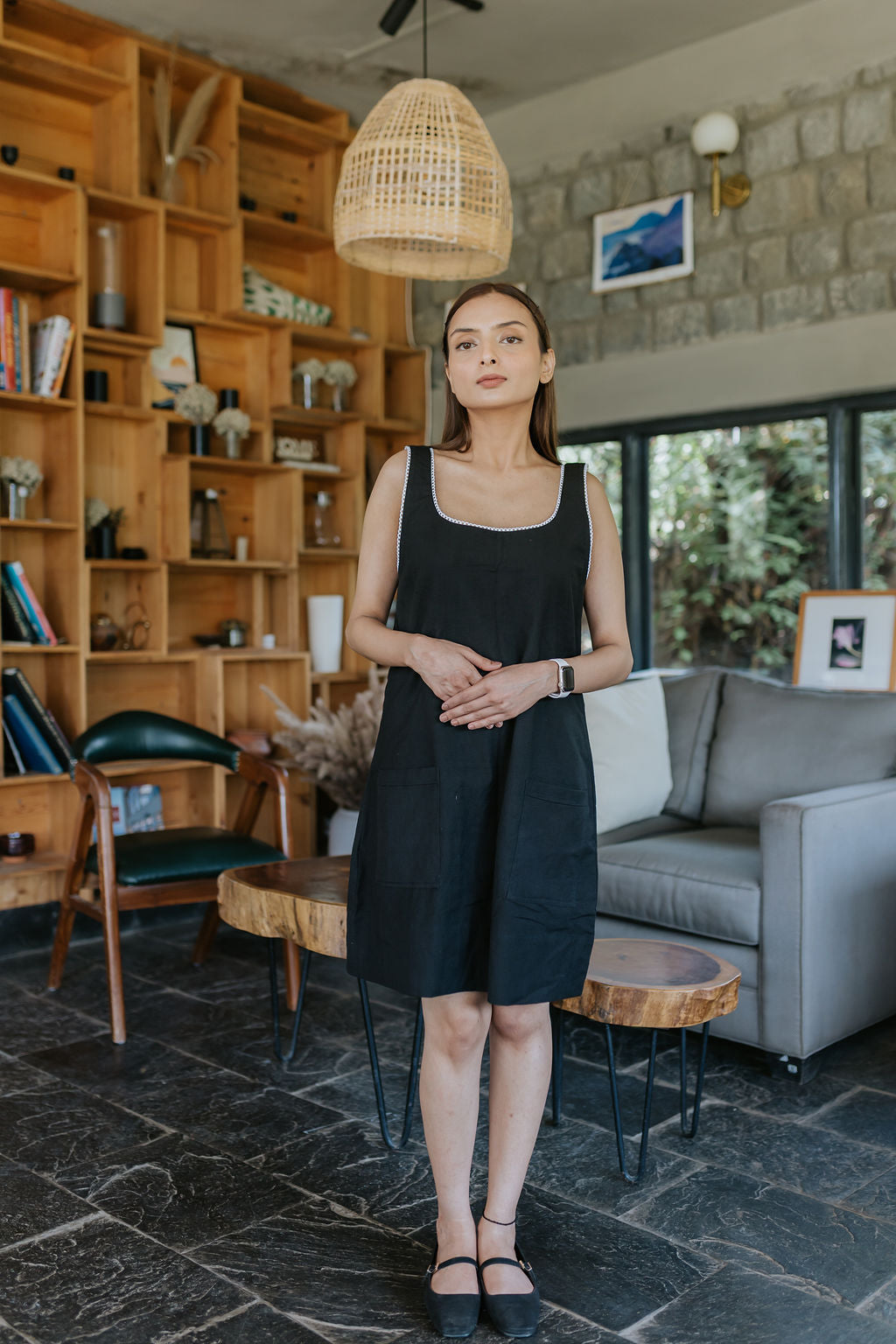 Charcoal Pocket Linen Dress