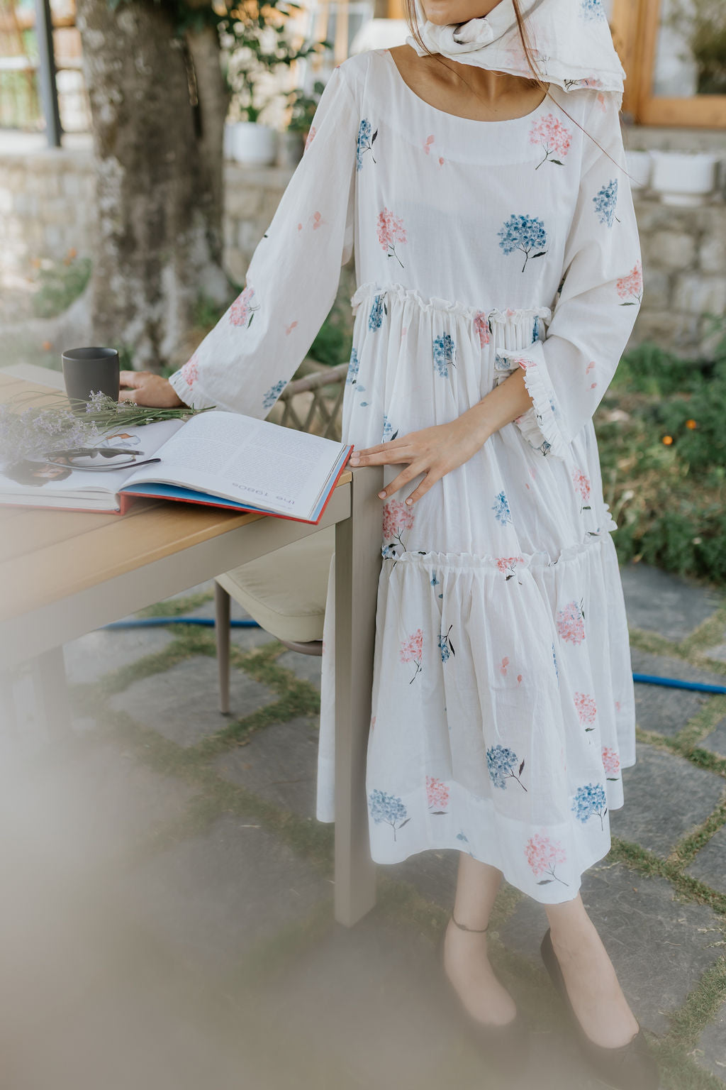 Pink & Blue Hydrangea Garden Dress