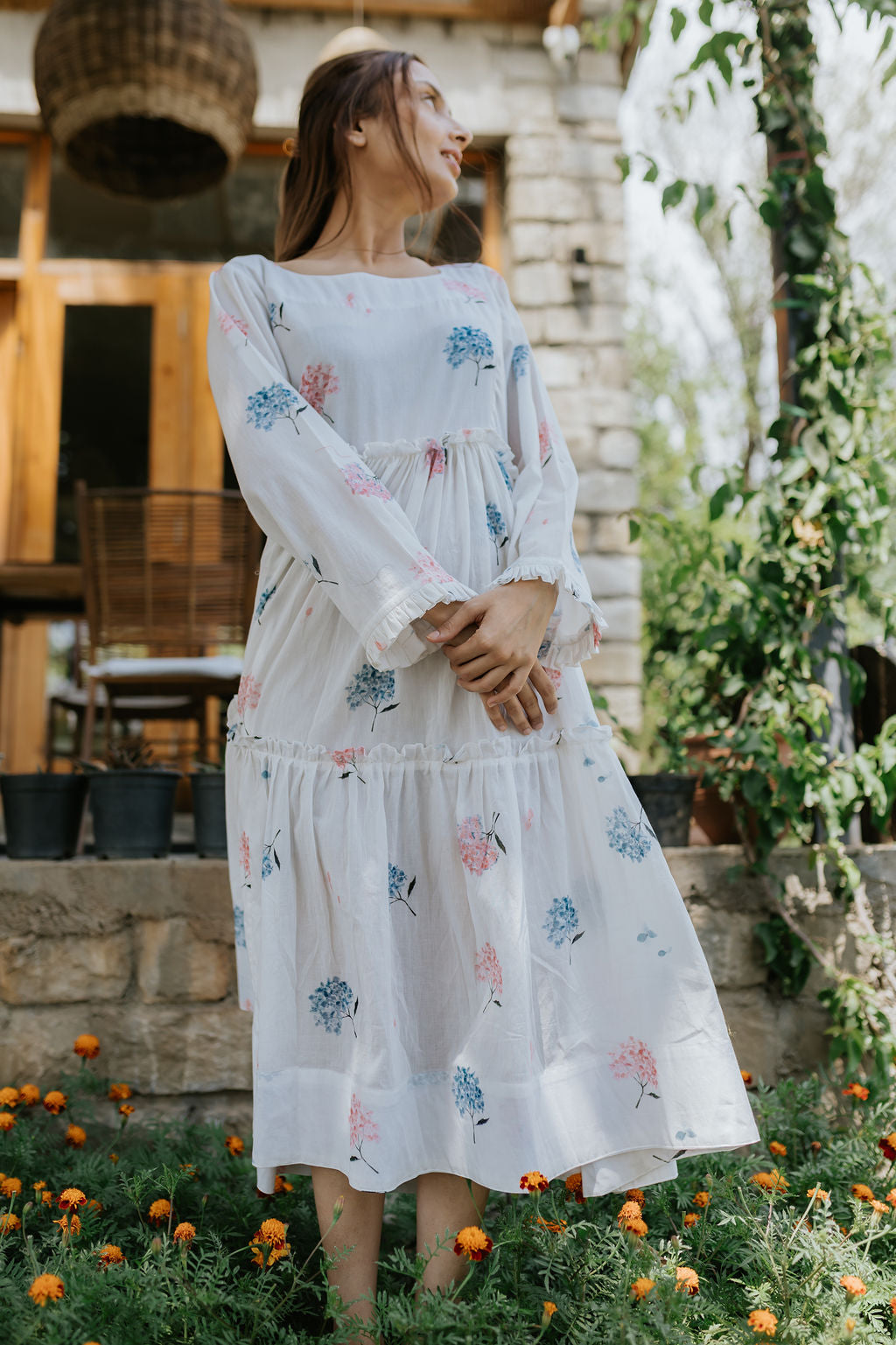 Pink & Blue Hydrangea Garden Dress