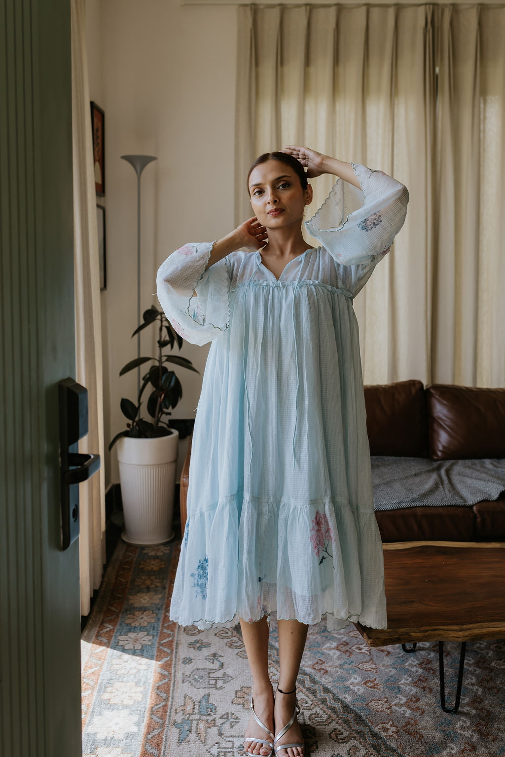 River-Side Hydrangea Scallop Dress