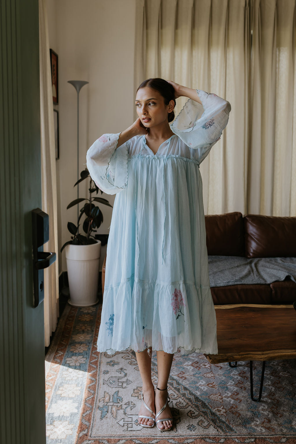 River-Side Hydrangea Scallop Dress