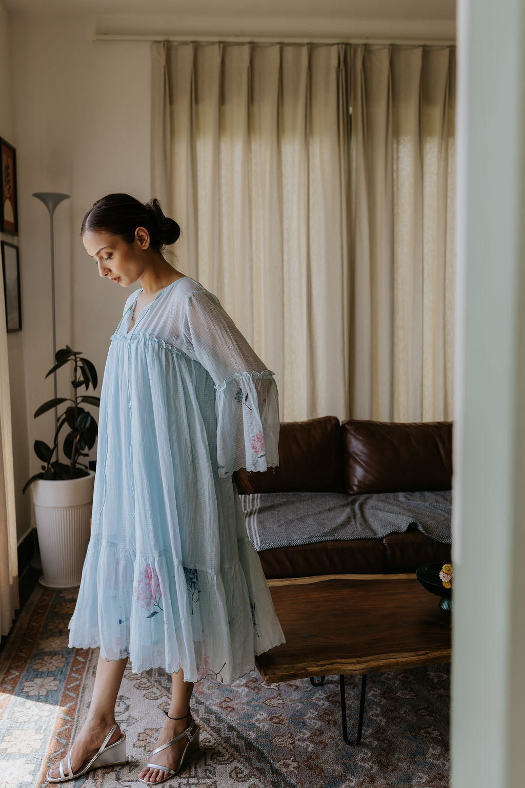 River-Side Hydrangea Scallop Dress
