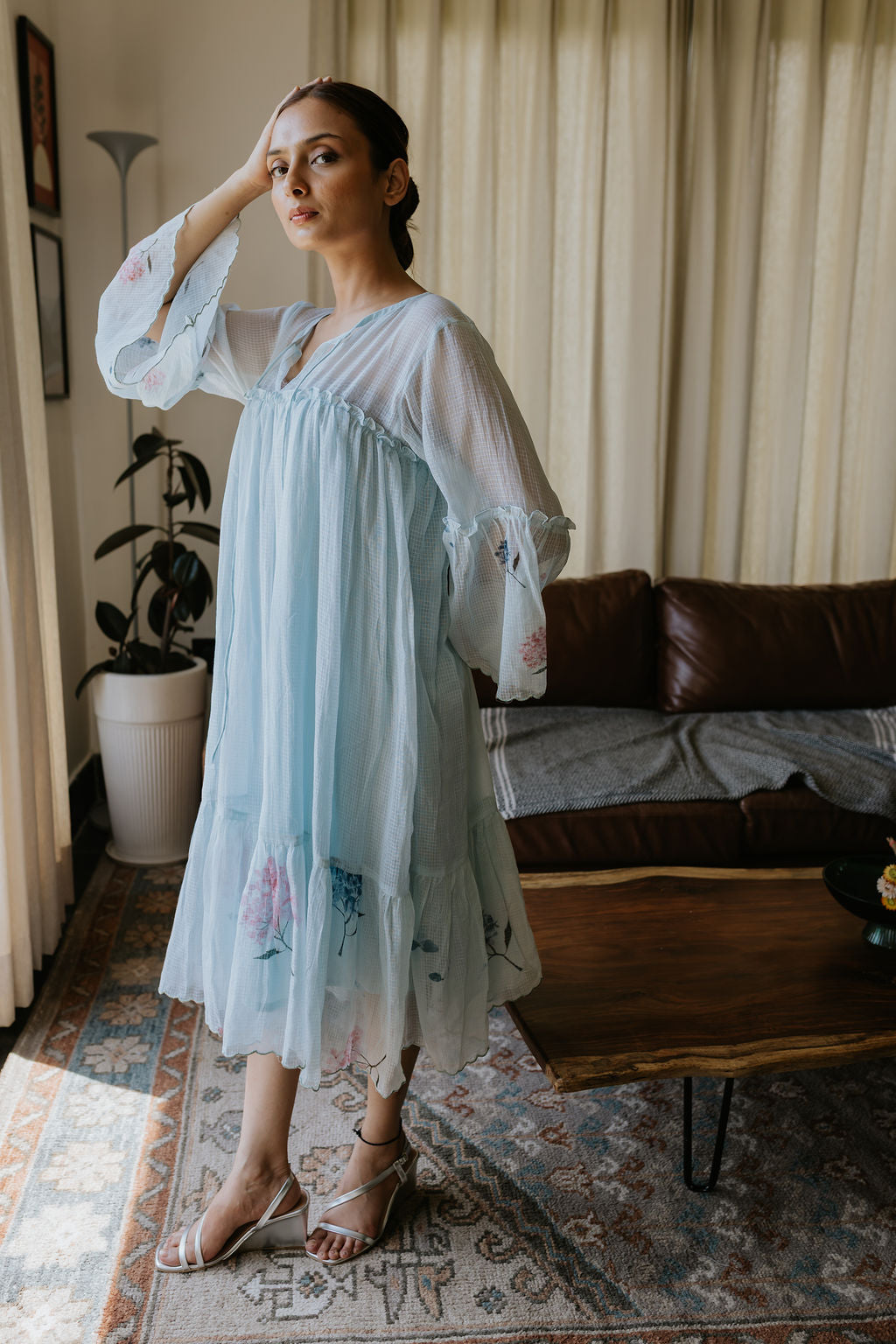 River-Side Hydrangea Scallop Dress