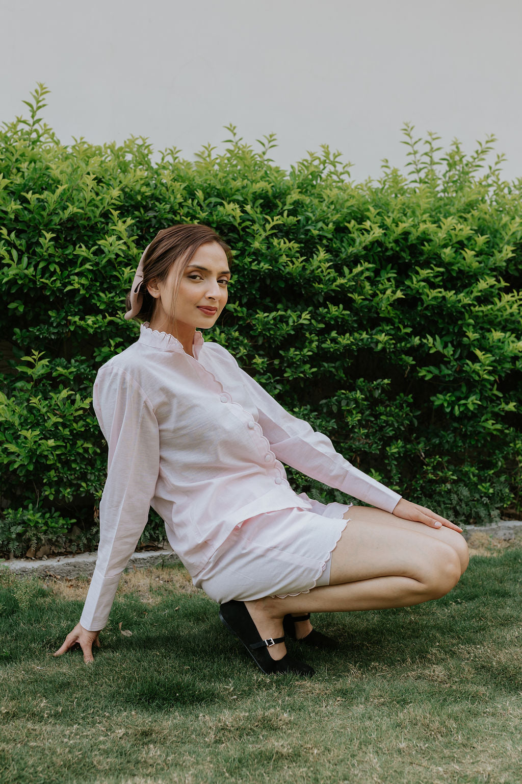 Butter Pink Scallop Linen Cord Set