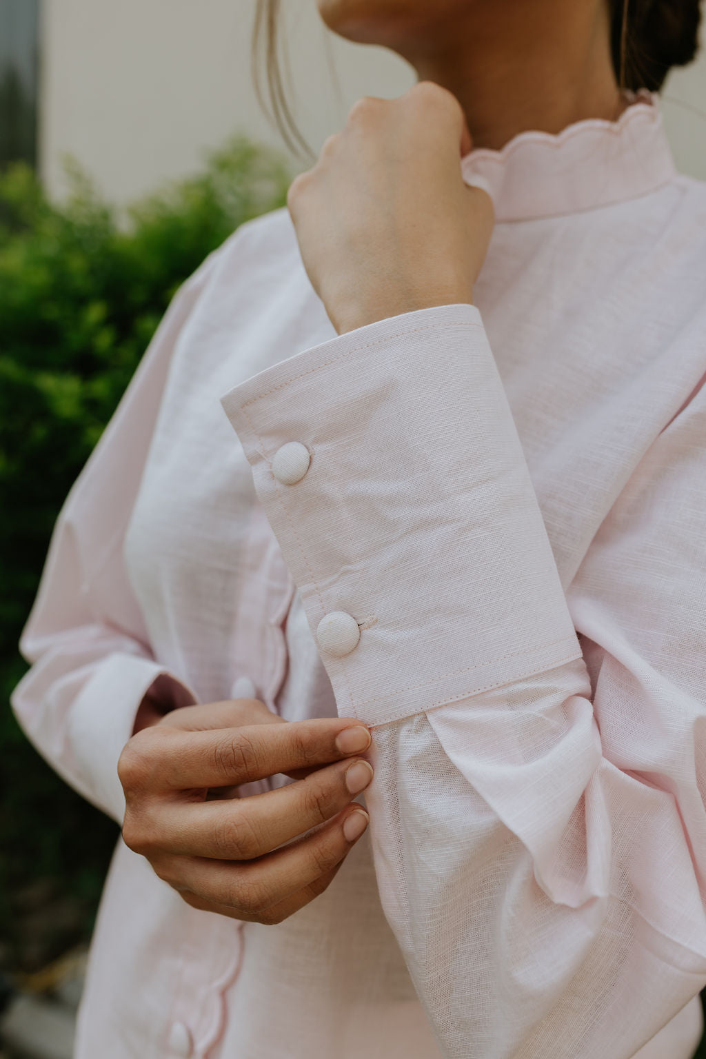 Butter Pink Scallop Linen Cord Set