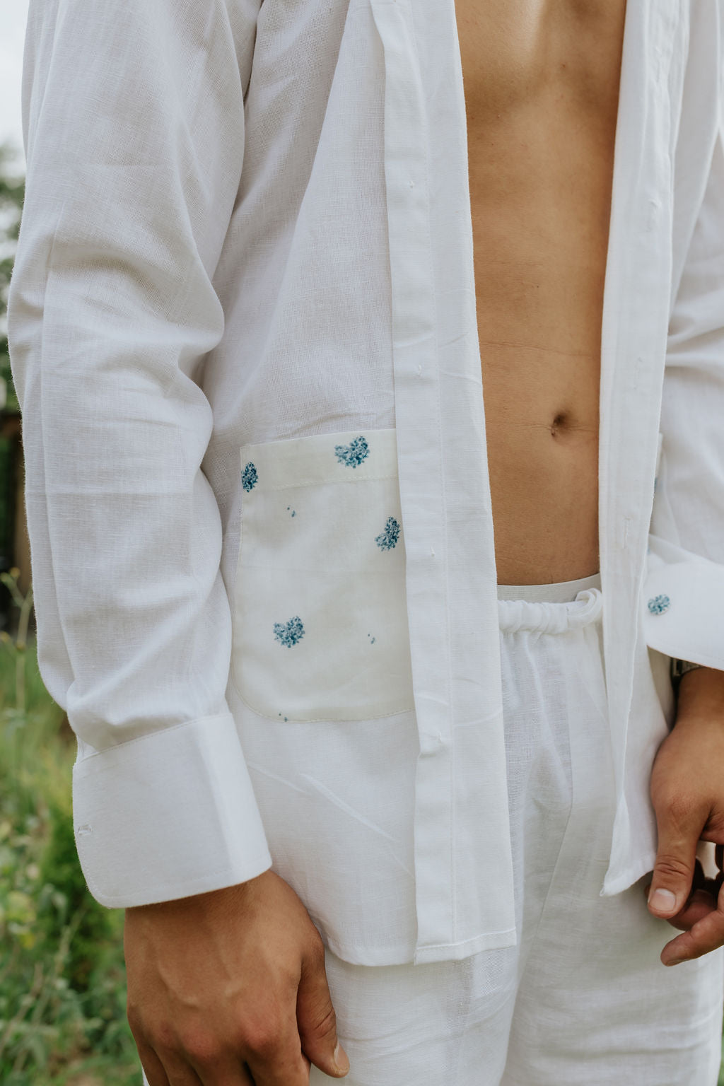 Hydrangea Pockets Linen Shirt