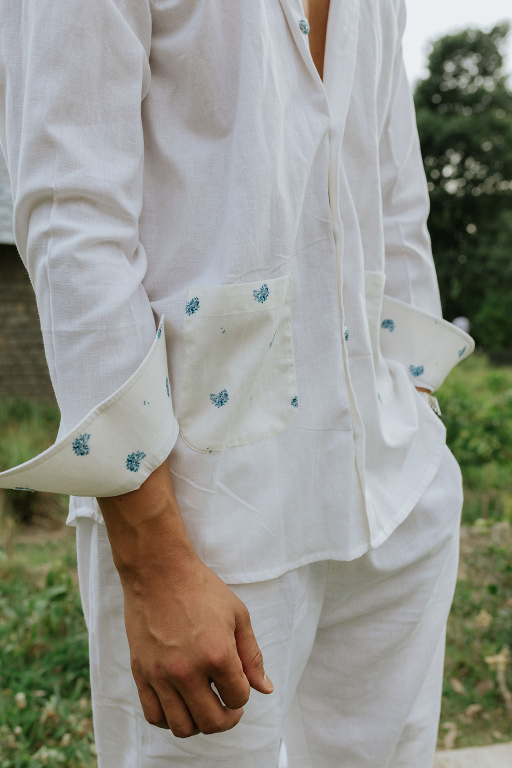 Hydrangea Pockets Linen Shirt